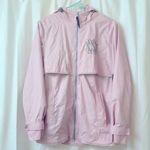 Charles River rain jacket with monogrammed initials NMS.